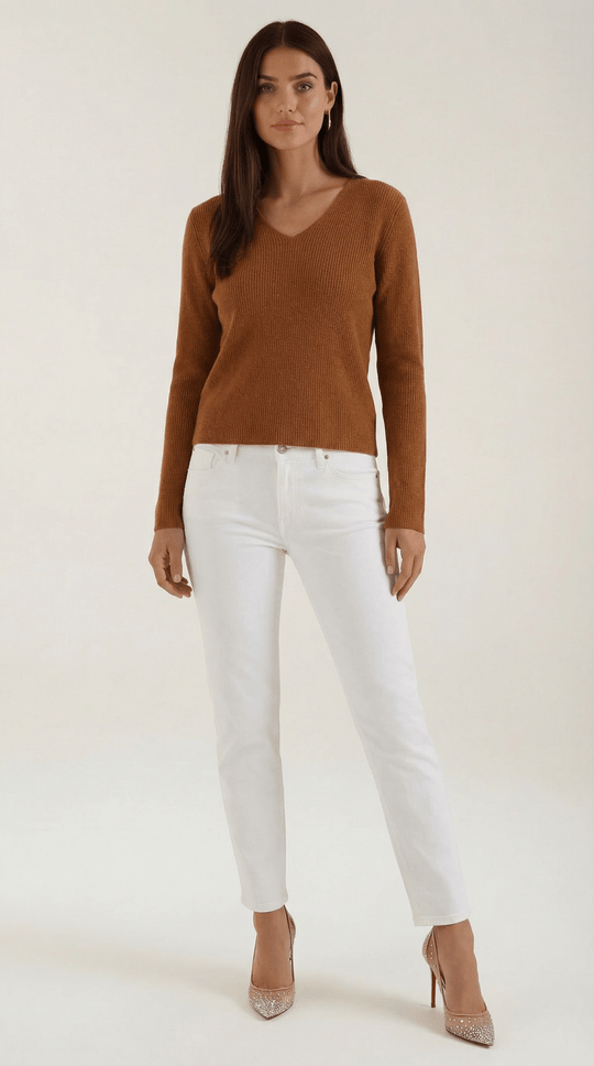 Women's Ribbed V-Neck Sweater | Timeless Style for Everyday Wear