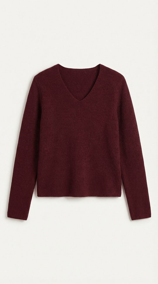 Women's Ribbed V-Neck Sweater | Timeless Style for Everyday Wear