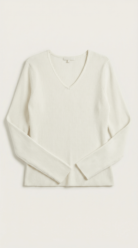 Women's Ribbed V-Neck Sweater | Timeless Style for Everyday Wear