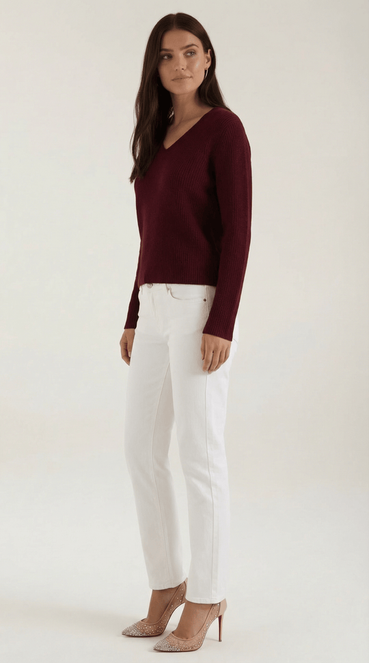 Women's Ribbed V-Neck Sweater | Timeless Style for Everyday Wear