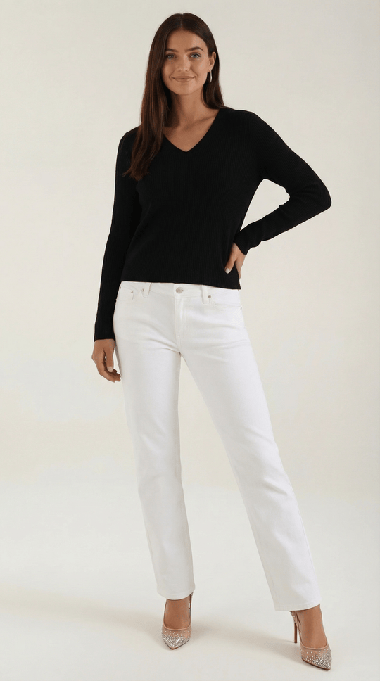Women's Ribbed V-Neck Sweater | Timeless Style for Everyday Wear