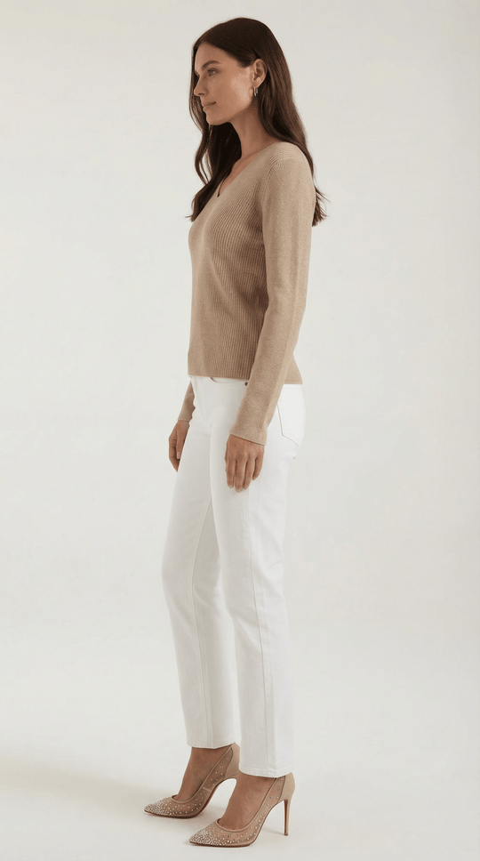 Women's Ribbed V-Neck Sweater | Timeless Style for Everyday Wear