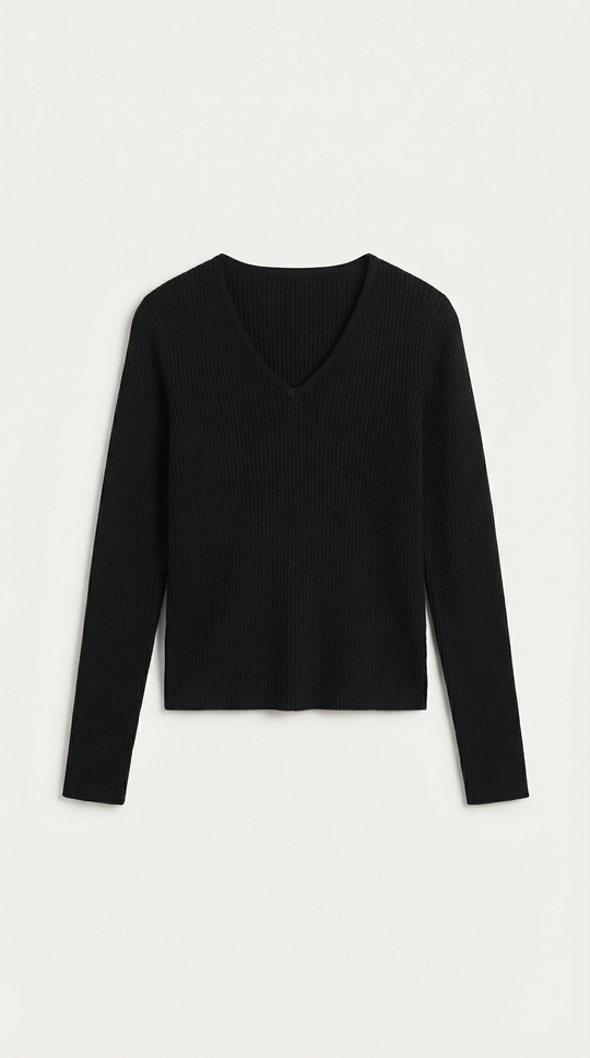Women's Ribbed V-Neck Sweater | Timeless Style for Everyday Wear