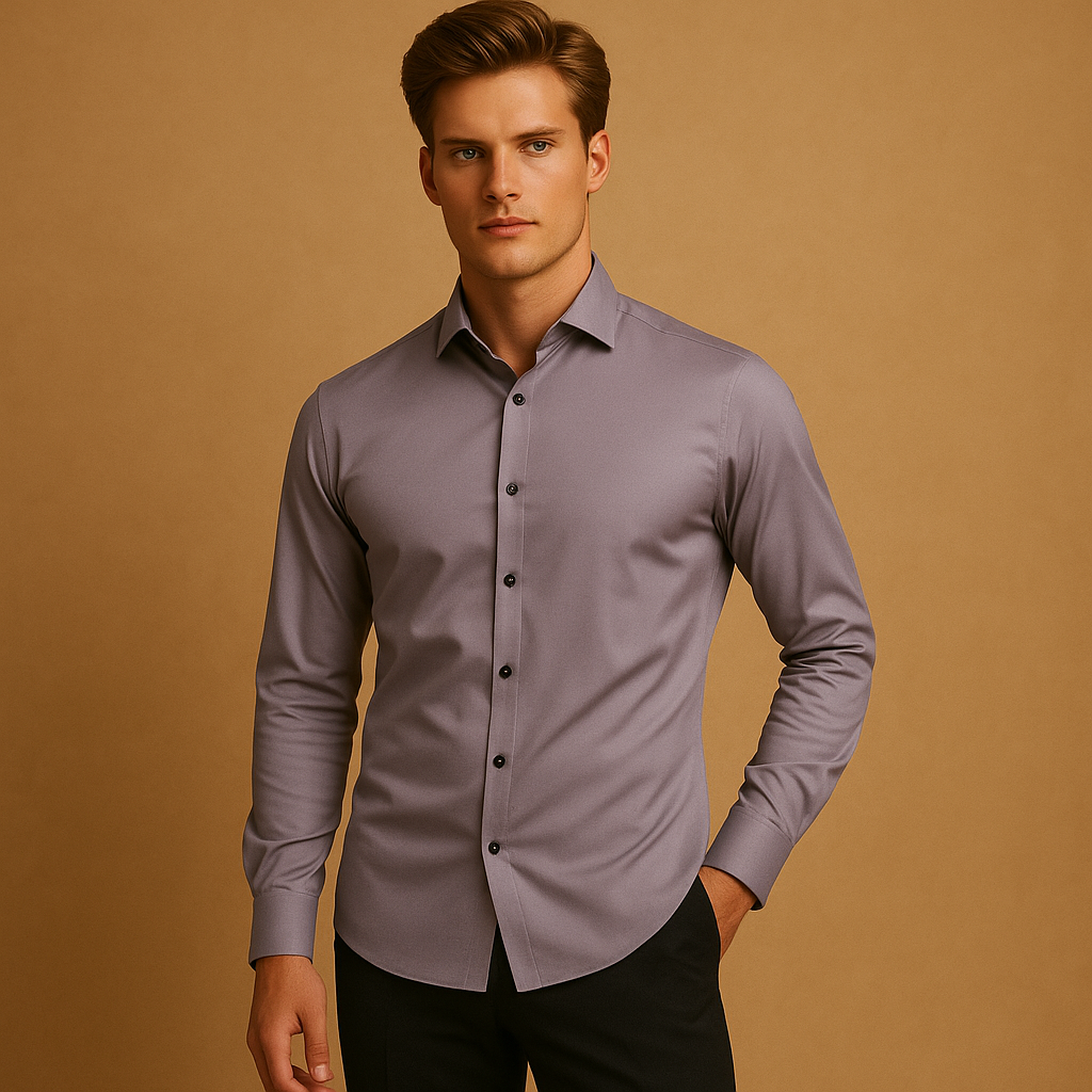 Men's Slim Fit Shirt | Stretch Fabric with Classic Collar and Button Closure