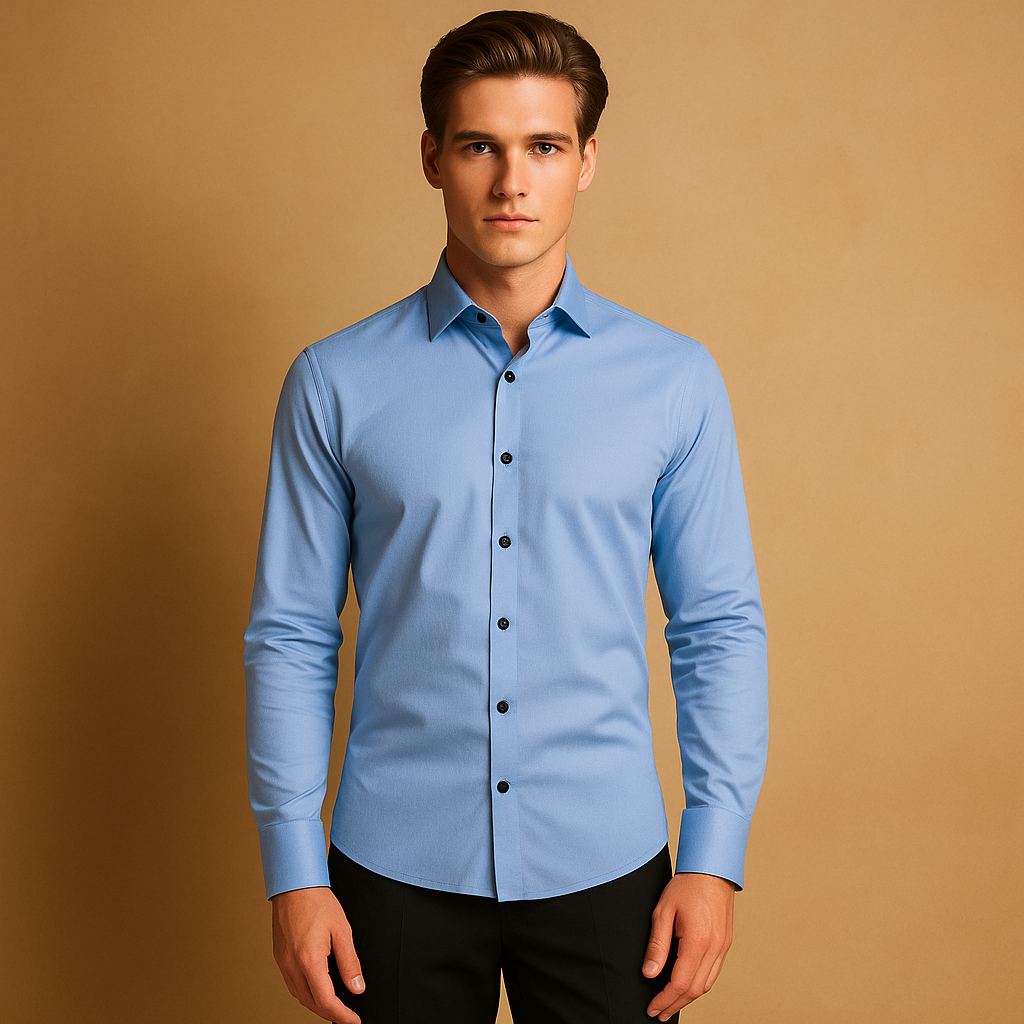 Men's Slim Fit Shirt | Stretch Fabric with Classic Collar and Button Closure