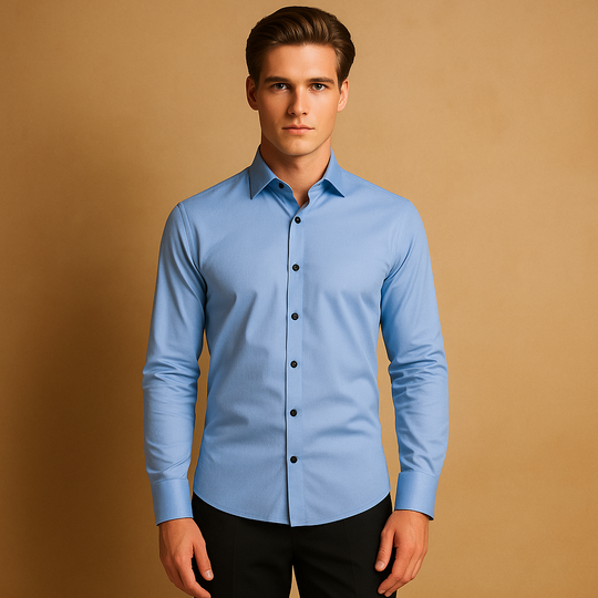 Men's Slim Fit Shirt | Stretch Fabric with Classic Collar and Button Closure