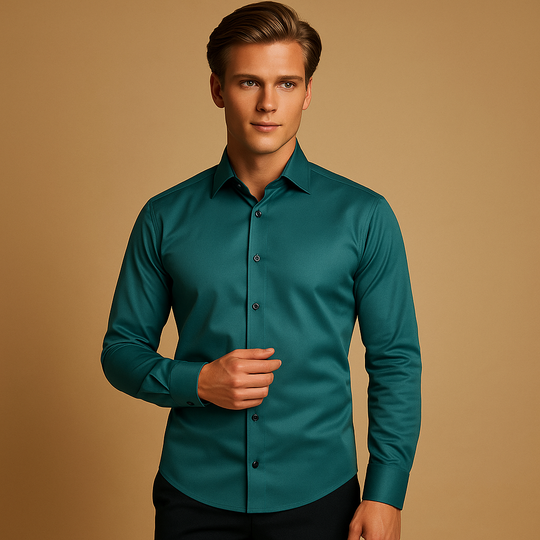 Men's Slim Fit Shirt | Stretch Fabric with Classic Collar and Button Closure