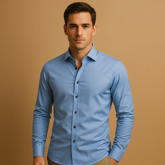 Men's Slim Fit Shirt | Stretch Fabric with Classic Collar and Button Closure