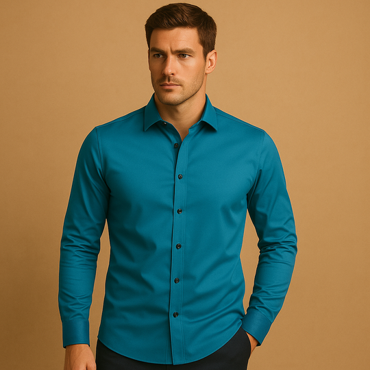 Men's Slim Fit Shirt | Stretch Fabric with Classic Collar and Button Closure