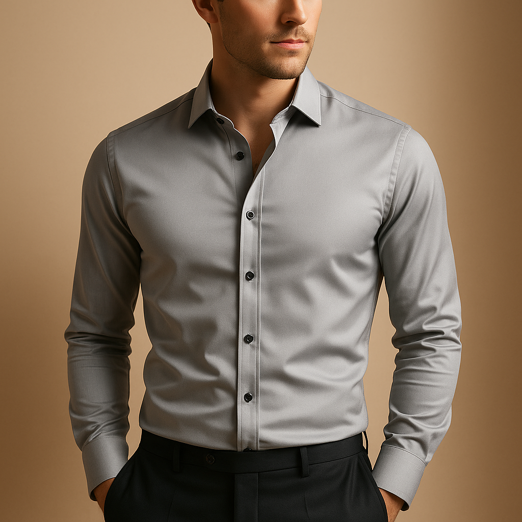 Men's Slim Fit Shirt | Stretch Fabric with Classic Collar and Button Closure