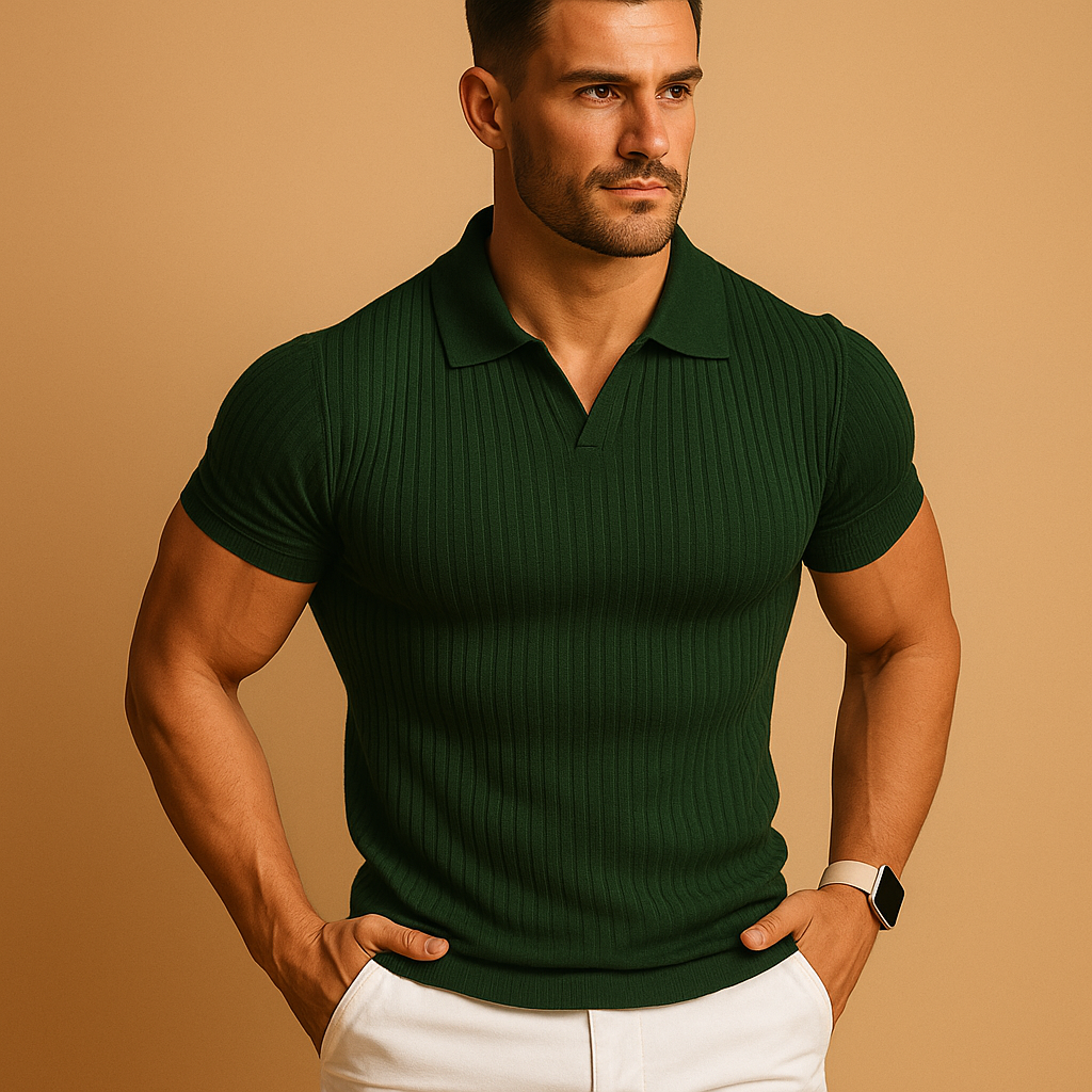 Men’s Slim Fit Polo Shirt – Modern V-Neck with Tailored Look