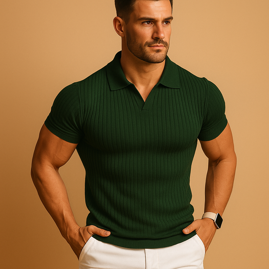 Men’s Slim Fit Polo Shirt – Modern V-Neck with Tailored Look