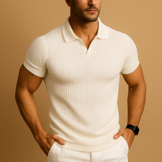 Men’s Slim Fit Polo Shirt – Modern V-Neck with Tailored Look