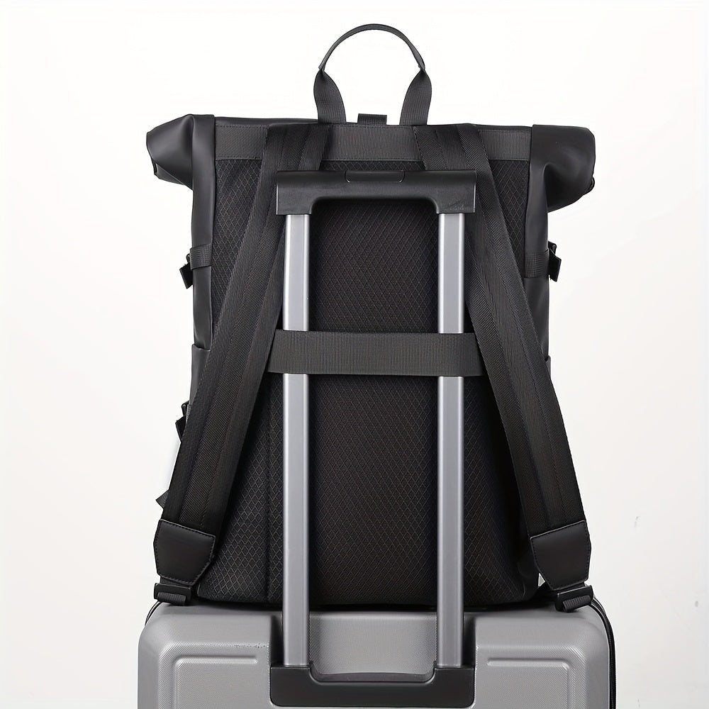 Men's Roll-Top Laptop Backpack – Water-Repellent Commuter Bag