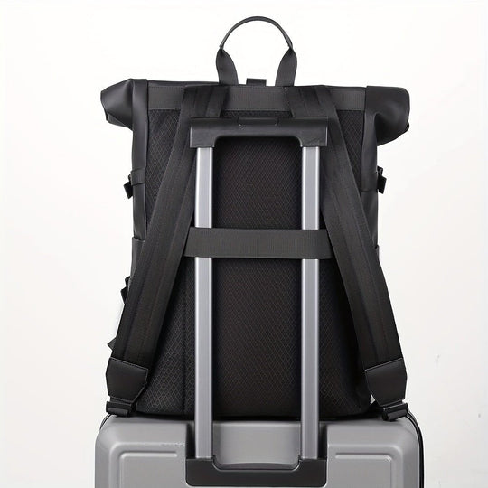 Men's Roll-Top Laptop Backpack – Water-Repellent Commuter Bag