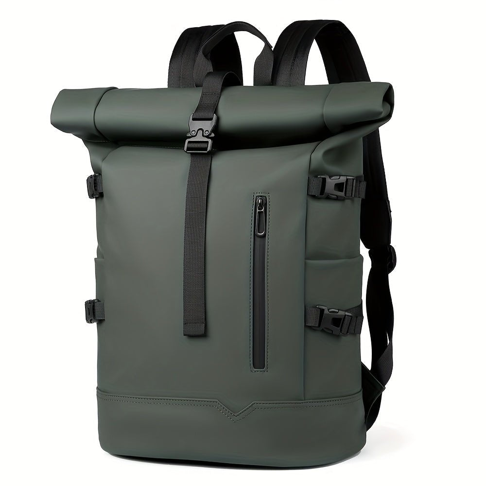 Men's Roll-Top Laptop Backpack – Water-Repellent Commuter Bag