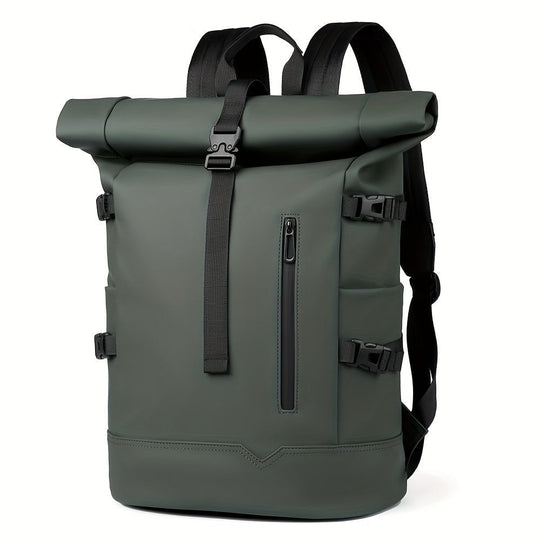 Men's Roll-Top Laptop Backpack – Water-Repellent Commuter Bag