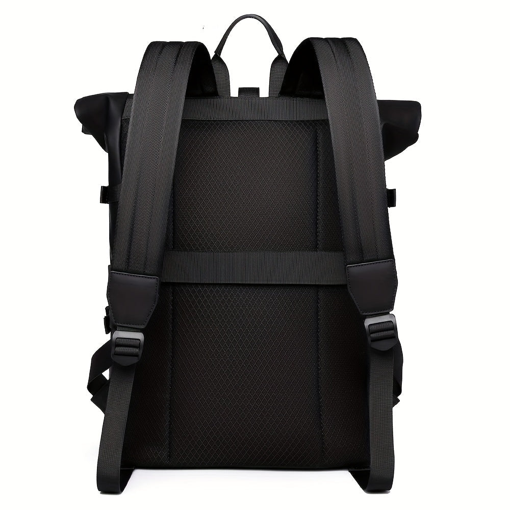 Men's Roll-Top Laptop Backpack – Water-Repellent Commuter Bag