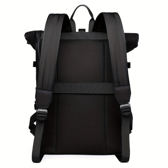 Men's Roll-Top Laptop Backpack – Water-Repellent Commuter Bag