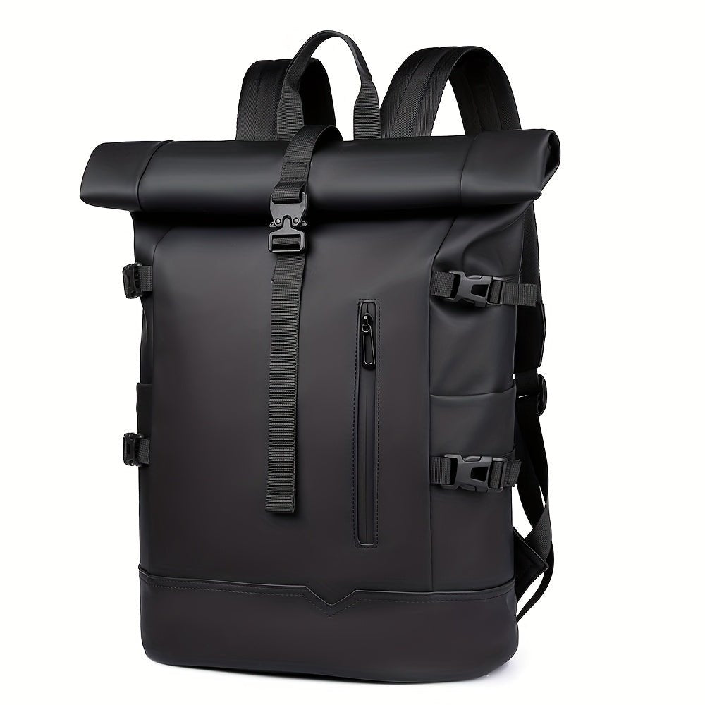 Men's Roll-Top Laptop Backpack – Water-Repellent Commuter Bag