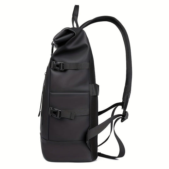 Men's Roll-Top Laptop Backpack – Water-Repellent Commuter Bag