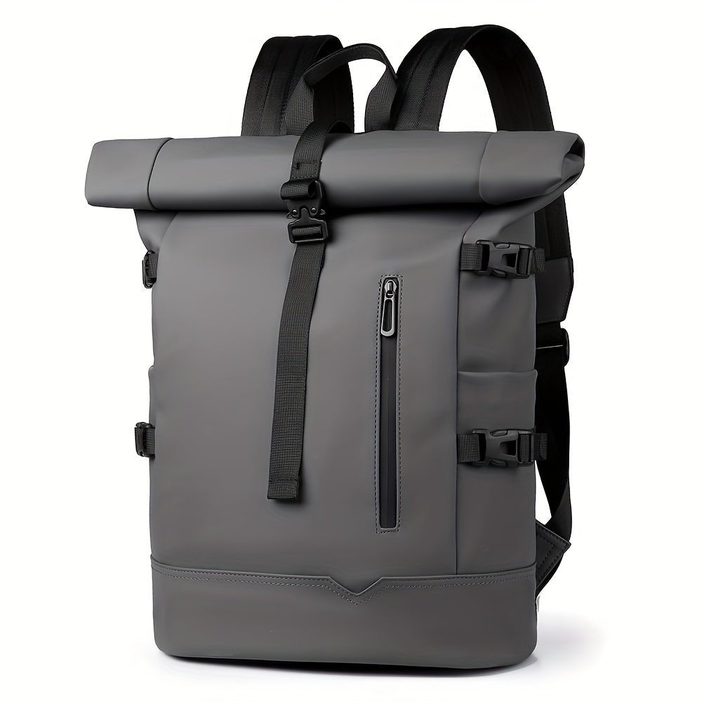 Men's Roll-Top Laptop Backpack – Water-Repellent Commuter Bag