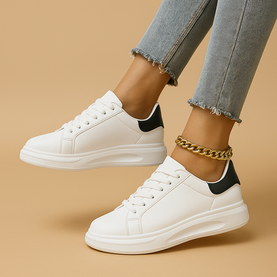 Women’s White Leather Sneakers – Minimalist Low-Top for Everyday Wear