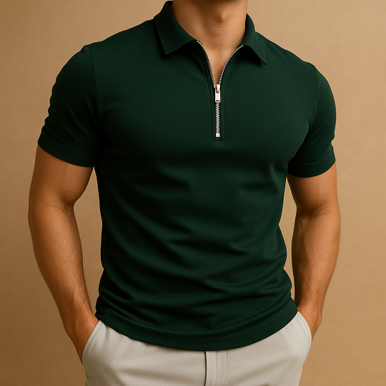 Men’s Zip Neck Polo Shirt – Slim Fit with Modern Casual Style